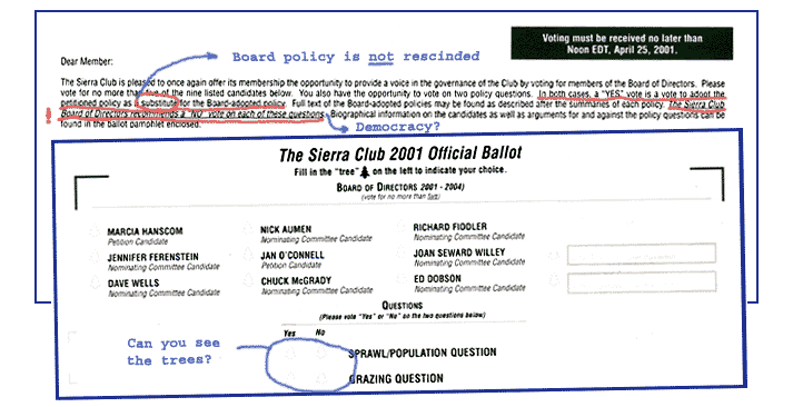 Ballot form with objections noted